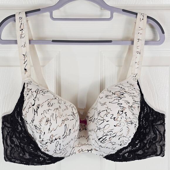 Cacique White Black Lace Balconette Underwire Women's Bra 44DD - Picture 1 of 4